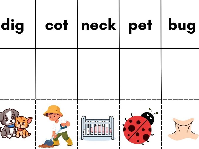 Phase 2 Phonics – Match the Picture to the Word (CVC Reading Activity) 4 sheets