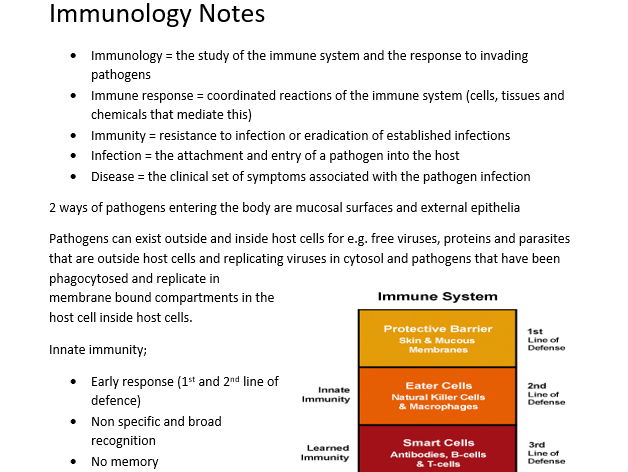Immunology Revision Pack - FULL (35 page document)