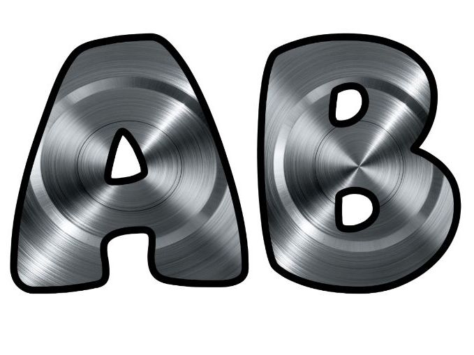 Metallic Brushed Steel Lettering Set for Classroom Display | Upper & Lowercase, 0-9 and Signs