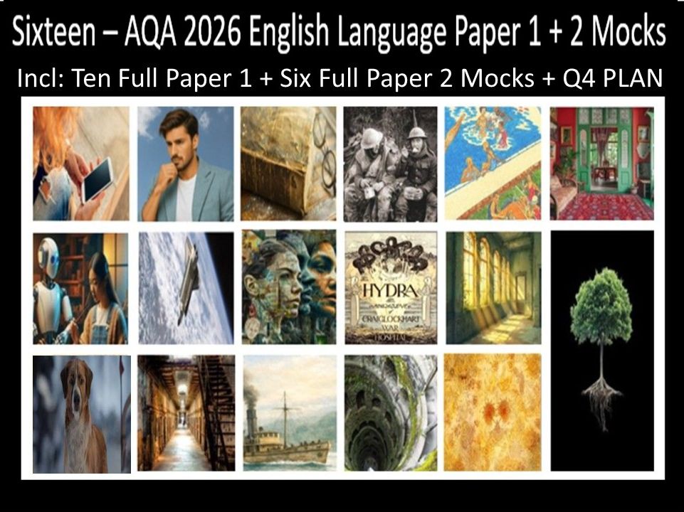Sixteen AQA 2026 English Language Paper 1 + 2 Full Mocks | Q4 PLAN