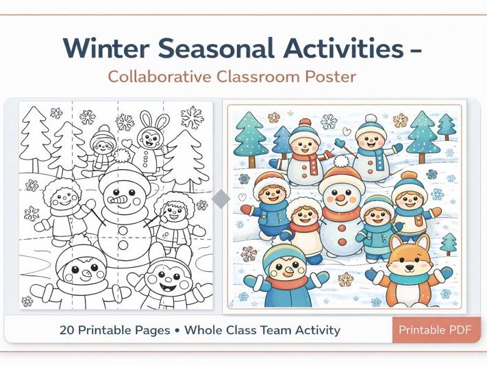 Winter Seasonal Activities – Whole Class Collaborative Coloring Poster