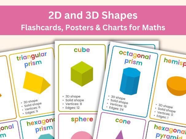 2D and 3D Shapes Flashcards, Posters & Charts | 38-Page Printable Geometry Resource