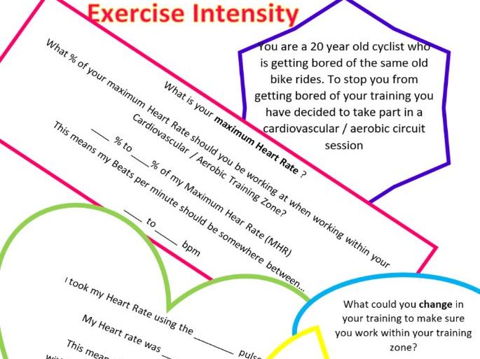 BTEC SPORT UNIT  - Exercise Intensity Worksheet