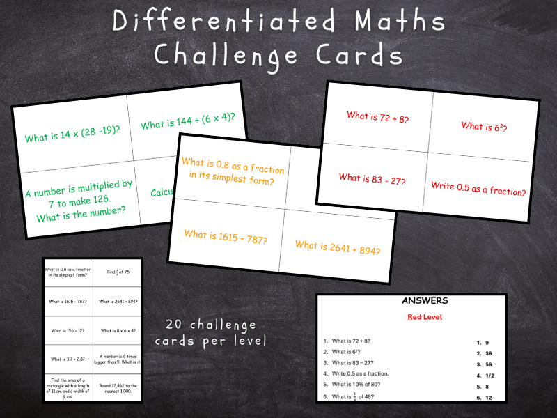 Differentiated Maths Question Cards