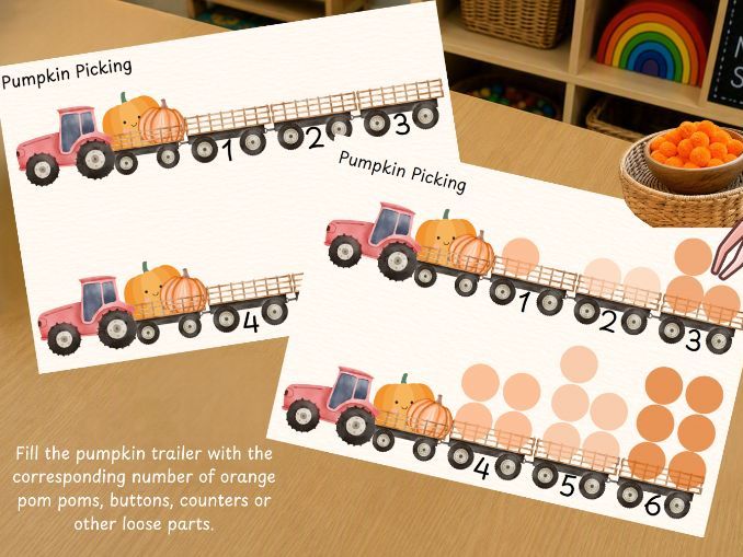 Pumpkin Picking Counting Mats 1-6 | EYFS Early Maths & Fine Motor