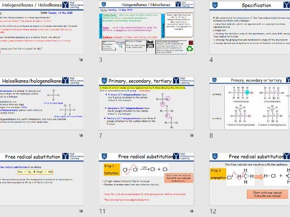free radical substitution of halogenalkanes