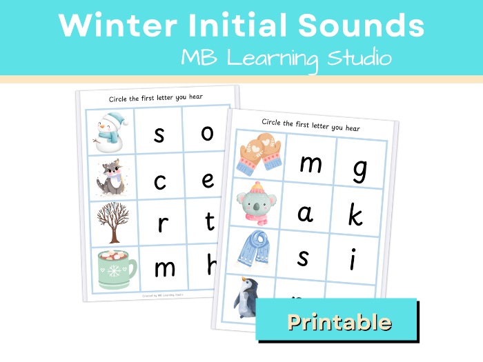 Winter Initial Sound Circling Activity – Phonics Worksheet for EYFS, KS1 & Kindergarten