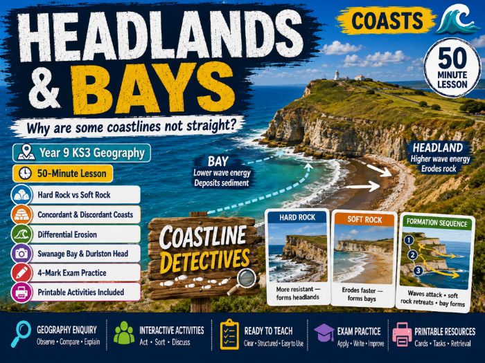 KS3 / Middle School Geography Resource Coasts - Lesson 5 Headland and Bays