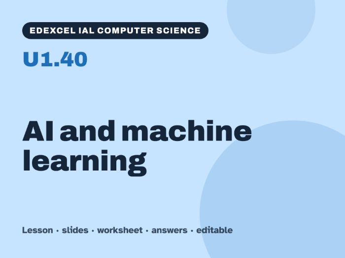 Edexcel IAL Computer Science – U1.40 AI and machine learning – Lesson & Worksheet