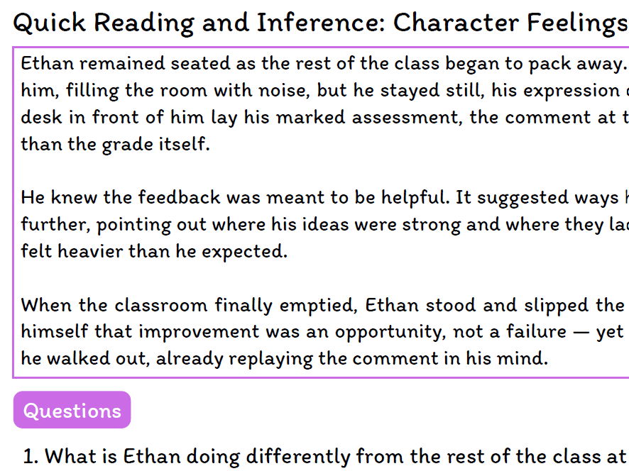 Year 9 Reading and Inference – Character Perspective (Pre-GCSE Skills)