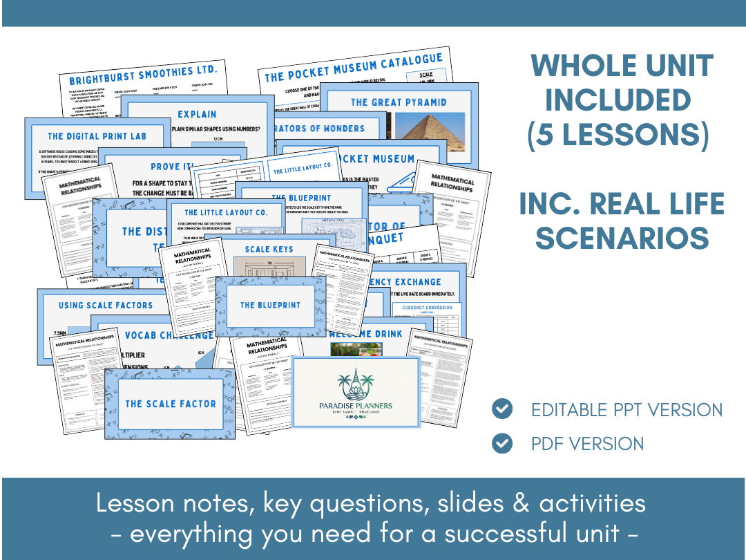Scaling, Ratio & Proportion | Whole Unit | Lesson Notes, Slides & Activities
