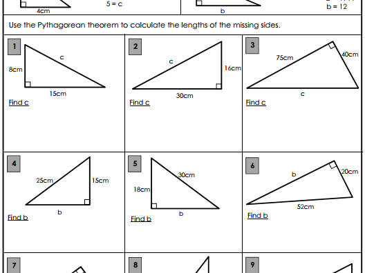 Pythagoras Theorem Worksheet.