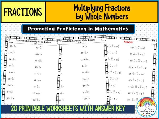 Multiplying Fractions by Whole Numbers Worksheets | Printable Math Practice
