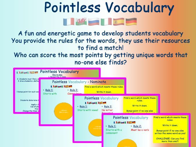 Pointless Vocabulary! Fun literacy game - Plenary End of Term Fun Educational Lesson