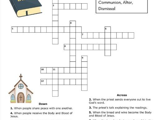 Parts of the Mass Crossword – Catholic RE Activity (Ages 8–12)