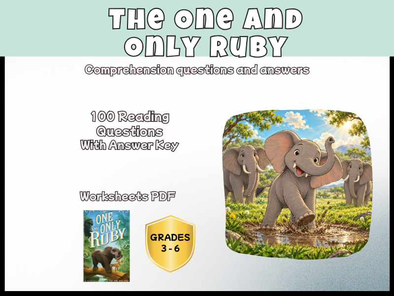 The One and Only Ruby Reading Comprehension Questions & Answers | Novel Study KS2 Years 4-7