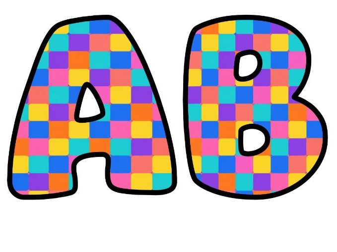 Rainbow Check Squares Bubble Letters | Rainbow Bulletin Board Letters | Classroom Display Pack
