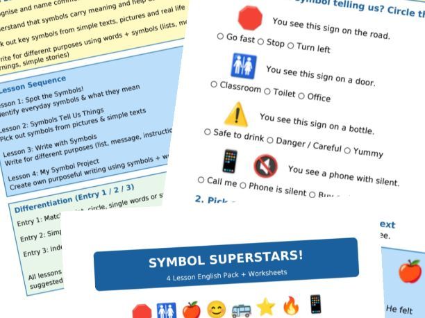Symbol Superstars! 4-Lesson SEN English Pack | Entry 1–3 | Symbols & Writing
