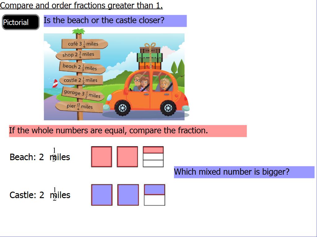 Fractions- Compare and order fractions greater than 23 - Year 23 Within Fractions Greater Than 1 Worksheet