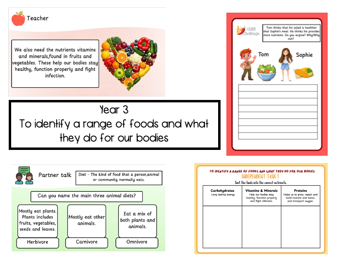 Year 3 To identify a range of foods and what they do for our bodies