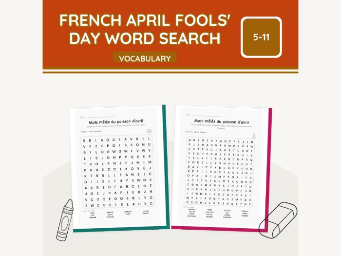 French April Fools' Day Word Search | 8 pp