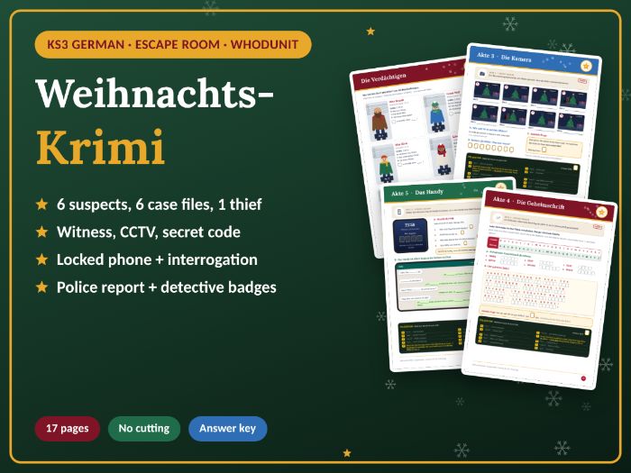 A1/A2/B1/KS3 - German Christmas Mystery Escape Room