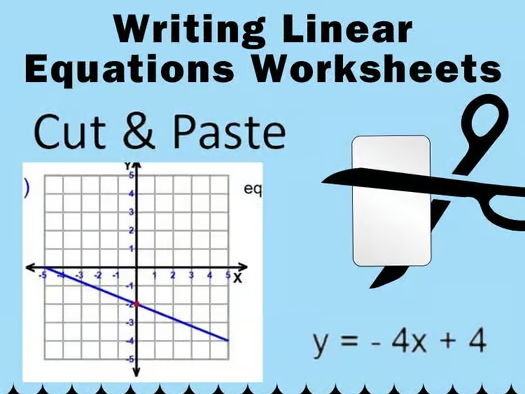 Algebra 1 Linear Equations Cut and Paste | Writing Linear Equations