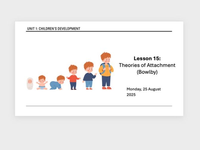 AAQ Early Childhood Development Unit 1 - Bowlby Theories of Attachment E2 1.1