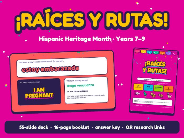 Raíces y Rutas — Hispanic Heritage Month in eight stations - Deck of 55 slides