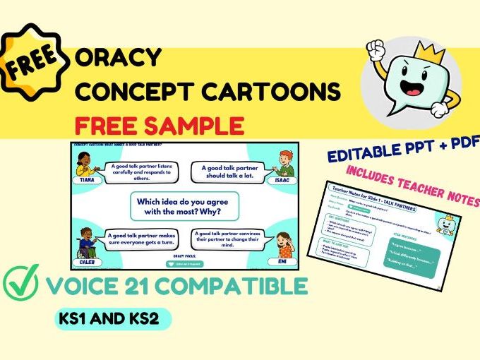 FREE Oracy Concept Cartoons Sample | Voice 21 Compatible | KS1 & KS2 Discussion Slides