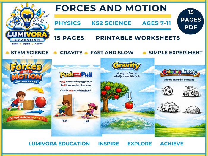 KS1/KS2 Science | Forces & Motion STEM Workbook (Ages 6–9)