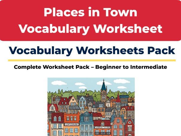 Places in Town Vocabulary – ESL Worksheet