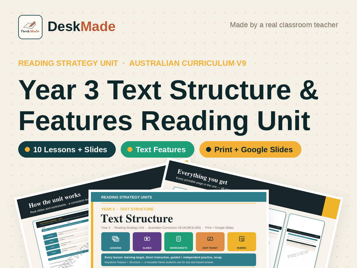 Year 3 Text Structure Reading Unit | Australian Curriculum V9