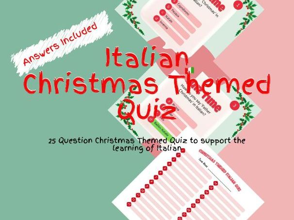 Italian Christmas Themed Quiz Game Activity
