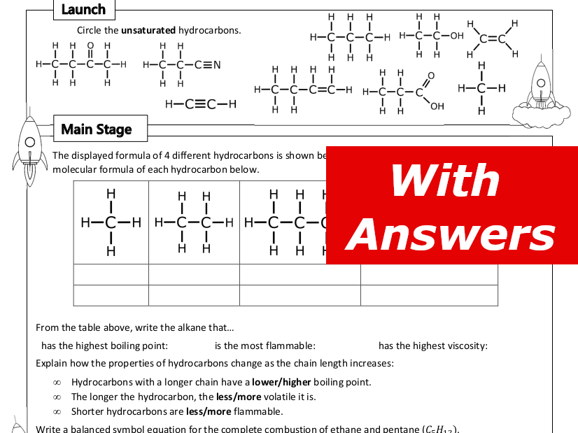 Hydrocarbons Home Learning Worksheet GCSE | Teaching Resources