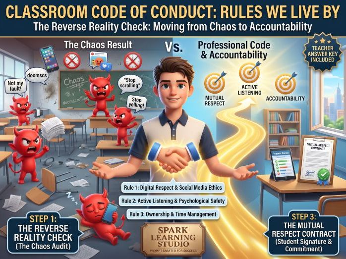 Classroom Code of Conduct & Behavior Contract - Reverse Reality Check (No-Prep)