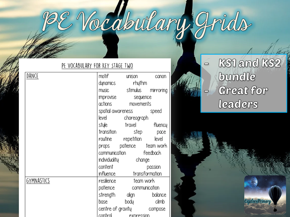 PE Vocabulary Grids Teaching Resources