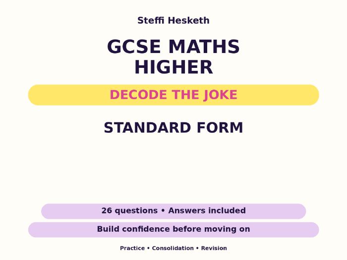 Standard Form | GCSE Decode the Joke + Answers