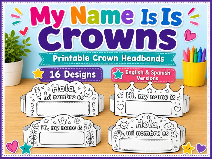 My Name Is Crowns | English and Spanish Name Crown Headbands | 16 Designs
