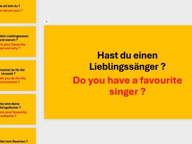 N5 German Possible Questions Performance