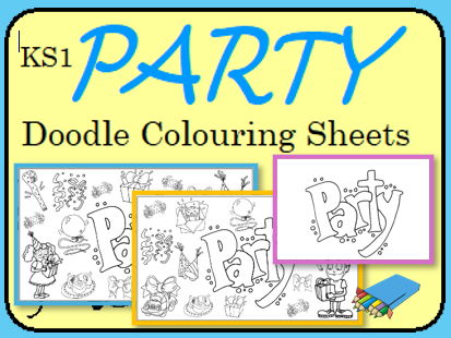 Party Doodles Colouring Sheets KS1