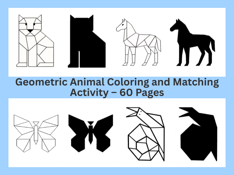 Geometric Animal Coloring & Shadow Matching Activity | Fine Motor Skills & Shape Recognition