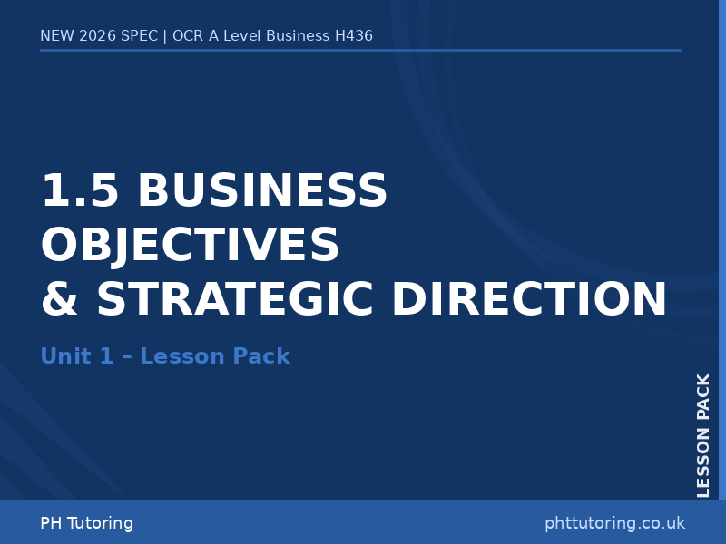 NEW 2026 OCR A Level Business H436 – 1.5 Business Objectives & Strategic Direction – LESSON PACK