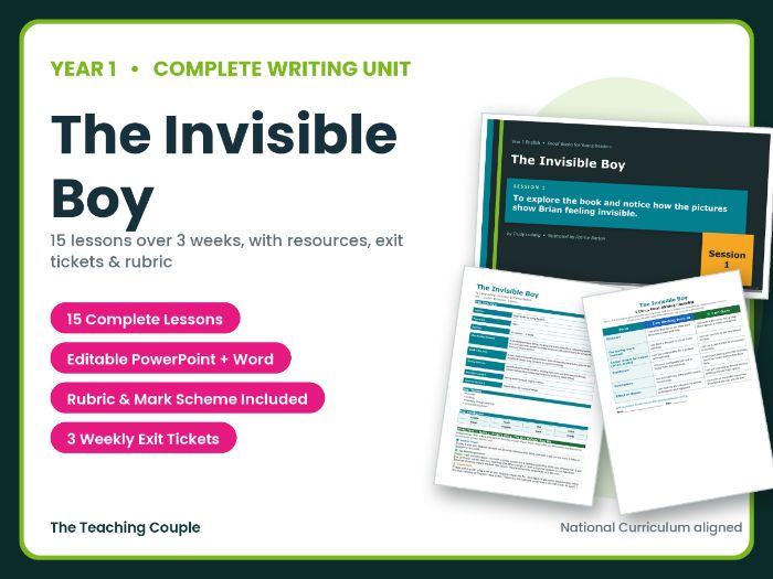 The Invisible Boy | Year 1 English Unit | 15 Complete Lessons + Resources + Mark Scheme