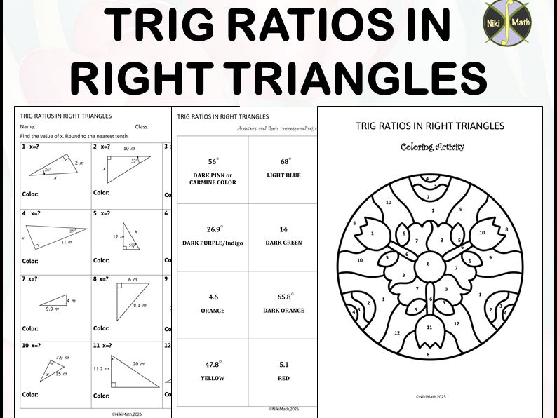 Trig Ratios/Solving Right Triangles - Color by Code