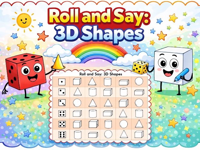 Roll and Say 3D Shapes Maths Dice Game