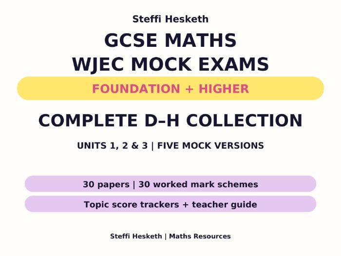WJEC GCSE Maths & Numeracy Mock Exams D-H Complete Bundle | Both Tiers