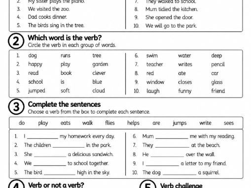 KS2 Verbs Worksheet | Year 3 & 4 English Grammar | Ages 7–9 | Verb Detective Activity