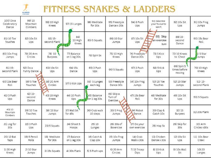 Fitness Snakes and Ladders Board Game
