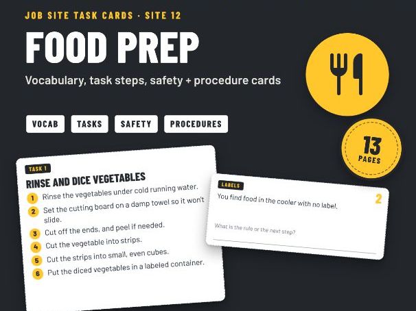 Food Prep and Catering Kitchen Job Skills Task Cards for SEND and Post-16